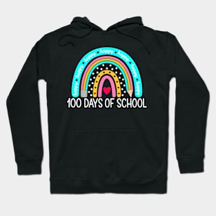 Happy 100Th Day Of School Teacher 100 Days Rainbow Hoodie